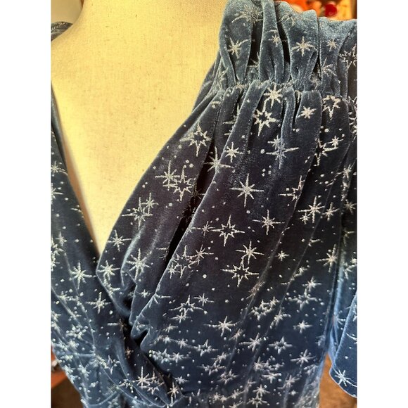 Collectif X ModCloth Plus Size Dress US 24 Blue Velvet Star Pattern - Picture 5 of 9
